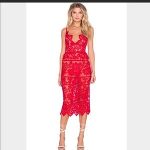 For Love and Lemons Red Gianna Dress Sz Med